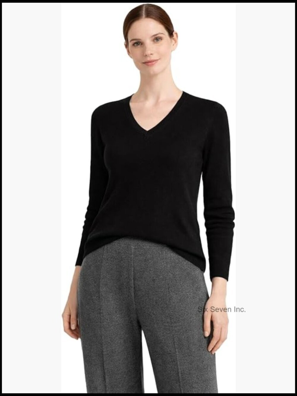 Pure Cashmere V-Neck Long Sleeve Sweater Pullover Lightweight